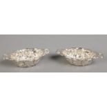 A pair of late Victorian silver lozenge shaped dishes. Both assayed for Sheffield, 1898 by John