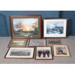 A quantity of assorted prints and pictures including The Bombardment of Algiers, Robert Gill and The