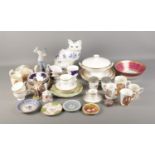 A quantity of assorted ceramics including Wedgwood Royal Wedding plate, Golfing Figure and part