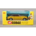 Corgi - No. 338; A boxed Chevrolet SS 350 Camaro die-cast model, with red interior and leaflet. Some