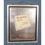 A vintage advertising mirror for Player's No.3 Virginia Cigarettes. 57cm x 47cm.