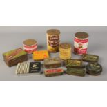 A collection of vintage dummy tobacco and cigarette tins. Includes Mitchell's, Thunder Clouds,