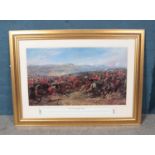 A G.D Giles framed print titled The Charge of The Heavy Brigade depicting historical Crimean War