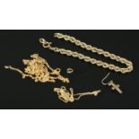 A collection of assorted 9ct Gold jewellery, for scrap. Total weight: 8.8g
