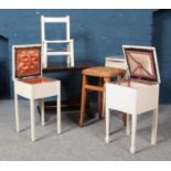 A quantity of various furniture. To include vinyl covered stool, hinged top tables and painted