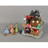 A quantity of Disney's Sleeping Beauty figures including trio of traditions witches and large snow