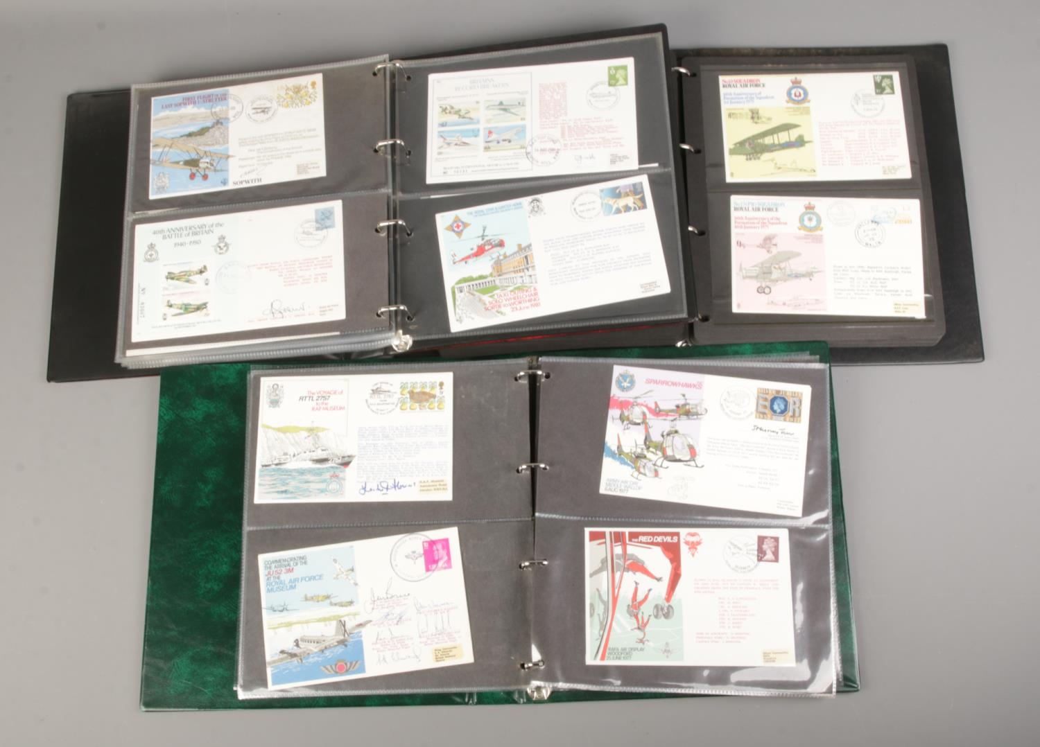 Three large albums containing a selection of RAF first day covers, including many signed (