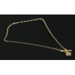A 9ct Gold necklace, with T-bar and heart shaped pendant. Total weight: 3.26g