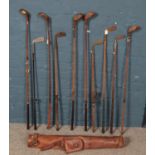 A quantity of vintage golf clubs. Including W.Smithson Leyland putter, Macgregor, Pyramid putter,