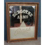 A large framed pub advertising mirror for Bass. From the Burgoyne Arms, Sheffield. Height: 105cm,
