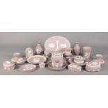 A collection of Wedgwood Lilac Jasperware. To include large cup and saucer, eggcup, candlesticks,