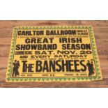 A large Banshee's advertising poster for the Carlton Ballroom, Slough and the Great Irish Showband