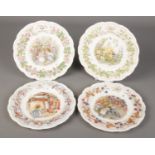 Four Royal Doulton Brambly Hedge Four Seasons plates. Diameter 21cm. Good condition.