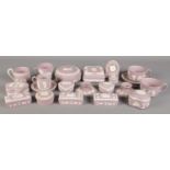A good collection of Wedgwood Lilac Jasperware. To include large lidded trinket dishes, cups and