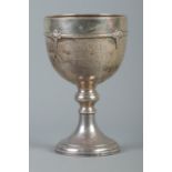 A silver goblet presented to Otley Mills Bowling Club for The HD Challenge Cup. Bearing London