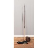 A Bruce and Walker Bruce Spinner fishing rod with original fabric storage bag. Also includes live