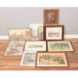 A large quantity of pictures and prints. To include an oil on board of a street scene (signed