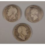 Three silver half crowns. Includes William IIII 1834 and two George IIII examples 1821 & 1829. 39.