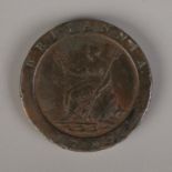 A 1797 George III wheel penny.