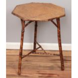 A bamboo octagonal window table.