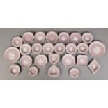 A large collection of Wedgwood Lilac Jasperware trinket dishes, plates and ashtrays. Good