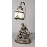 A composite figural tiffany style table lamp. Stamped Crosa 2005 to the back. 47cm high.