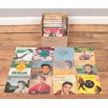 A box of Rock and Roll single vinyl records, to contain a good selection of Elvis, Cliff Richard,