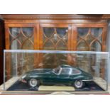 Stunning large hand built JAGUAR E TYPE model finished in British Racing Green in a home made case