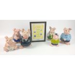 WADE - a collection of six NatWest piggy banks standing 13 - 20cm tall
