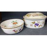 Two pieces of ROYAL WORCESTER to include a large casserole dish 30cm long and an EVESHAM bowl