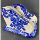 VICTORIAN Blakeney Ironstone Blue & White large Cheese dish