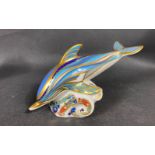 ROYAL CROWN DERBY gold button DOLPHIN (18cm approx)