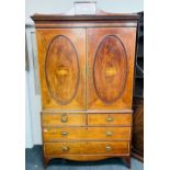 An outstanding quality early VICTORIAN English Linen Press Chest Closet with 2 (4 shallow pull-out
