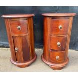 Two wooden drum- bedside cabinets with star handles