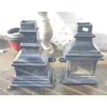THEY LOOK THE PART!!TWO ANTIQUE cast iron gutter HOPPERS - height 50cm x width at widest point