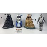 WE WILL EXTERMINATE! DOCTOR WHO - three large DALEKS (33cm tall) - gold, silver and black and a