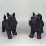 A pair of bronze SCOTTIE DOGS 17cm tall, extremely heavy