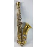 A FABULOUS ELKHART saxophone in its original case and nice quality, complete with makers stamp on
