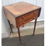 A nice early VICTORIAN mahogany extending-leaf table with two drawers - Length 75cm x width 51cm x