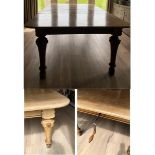 IMPRESSIVE! Large Victorian LIGHT OAK extending dining table 8ft (2.45m including leaf at 48.5cm)