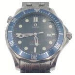 An OMEGA SEAMASTER QUARTZ watch No 90298037 gents wristwatch with blue dial and stainless steel