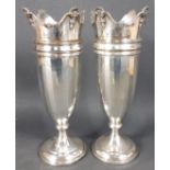 A stunning pair of silver vases with Birmingham hallmark 1929