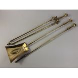 A set of brass Edwardian FIRE IRONS in excellent condition