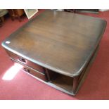 ERCOL PANDORAS BOX coffee table in dark wood finish