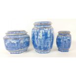 Three attractive blue and white WADE ceramics produced for RINGTONS to include two Millennium 2000