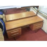 A GPLAN teak retro ‘floating' dressing table with mirror - dimensions 5ft length x 18” depth