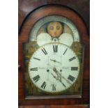 Victorian hand painted clock face Grandfather clock with mahogany case