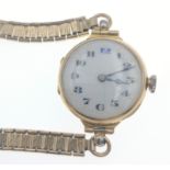 14kt 625 stamped yellow gold vintage ladies wristwatch with a rolled gold bracelet - weight 22.5g