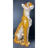 Stunning Italian hand-painted sculpted ceramic CHEETAH standing an imposing 82cm high (approx),