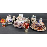 A mixed china collection(some Victorian) to include a SPODE paperweight (7cm high), an AMHERST